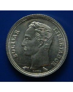 Venezuela  25 Centimos1960 Y# 35a silver unc