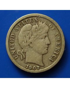 United States Dime 1907 - Barber / Silver