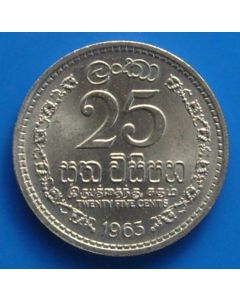 Ceylon  25 Cents1963km# 131  Schön# 37