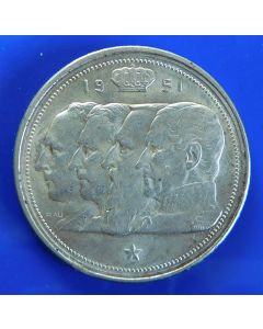 Belgium 	 100 Francs	1951	 -  Belgie  - Silver