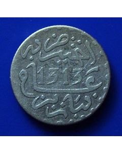 Morocco  	 ½ Dirham	 ah1313	 Moulay al-Hasan I,  postumously struck under 'Abd al-Aziz'  