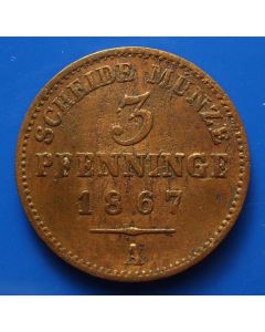 German States  Preussen 3 Pfennig 1867A km# 482