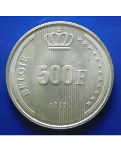 Belgium 	 500 Francs	1991	 40th Year of Reign (Dutch) – Silver / bu