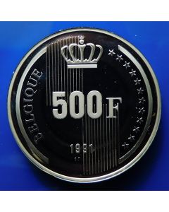 Belgium  500 Francs1991 qp km# 197 - Silver