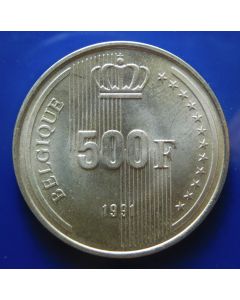 Belgium 	 500 Francs	1991	 - 40th Year of Reign (French) – Silver