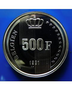 Belgium  500 Francs1991 qp km# 198 Silver