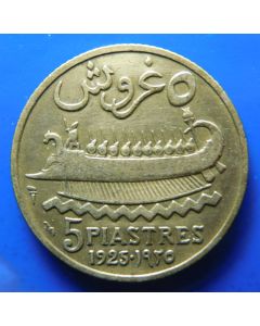Lebanon 	5 Piastres	1925	torch to the left, French Protectorate 