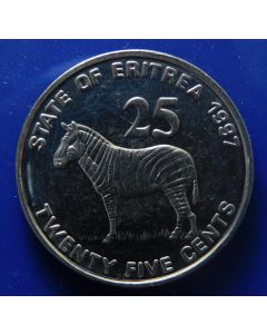 Eritrea 25 Cents 1997	 - Grevy's zebra - UNC