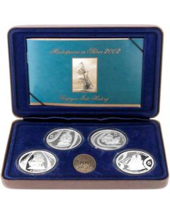 Australia 	 5 Dollars	2002	 Voyages into History –  Masterpieces in Silver: Duyfken, Endeavour,Sirius, Investigator