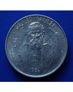 San Marino 	 5 Lire	1984	 Galileo
