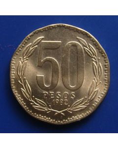Chile 	 50 Pesos	1982	  unc- Armored bust of General Bernardo O'Higgins