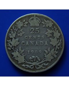 Canada 25 Cents1909km# 11 Schön# 12.3