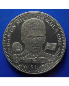 Liberia 	 Dollar	1994	 - Damon Hill, Formula One Race Car 