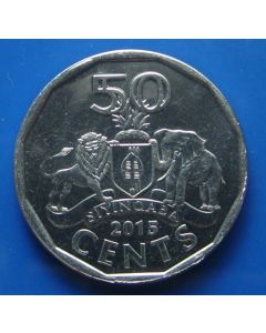 Swaziland 	 50 Cents	2015	new type, reduced size