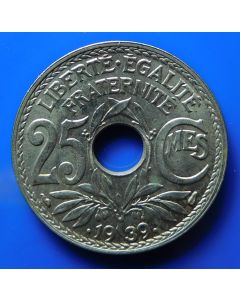 France  25 Centimes1939 km# 867b  Schön# 34