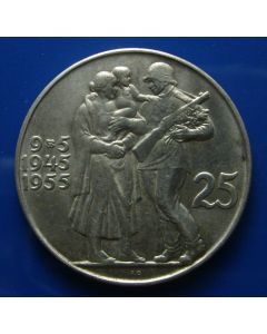 Czechoslovakia 25 Korun1955km# 43  