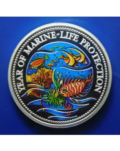 Palau  5 Dollars 1992	 Marine Life Protection- Silver / Proof