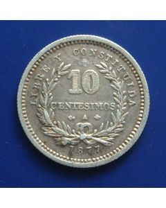 Uruguay  10 Centiesimos 1877A km# 14  