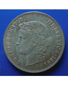 Switzerland 5 Francs1891km# 34 