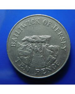 Jersey10 Pence 1987 km# 57.1- La Houque Bie, Faldouet, St. Martin