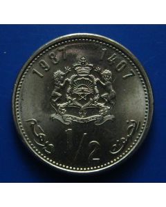 Morocco   ½ Dirham1987 Y# 87 