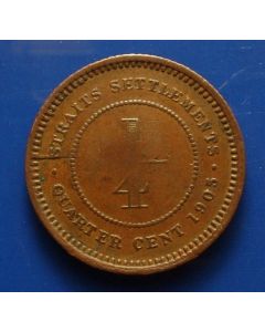 Straits Settlements  ¼ Cent1905 km# 17