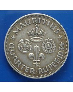 Mauritius 	 ¼ Rupee	1934	 - Silver - King George V