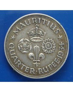 Mauritius  ¼ Rupee1934km# 15 