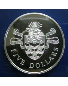 Cayman Islands 	5 Dollars	1979	  Island arms - Silver / Proof