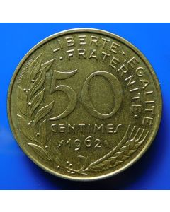 France  50 Centimes1962km# 939.1  3 folds