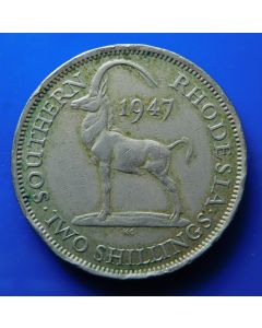 Southern Rhodesia	 2 Shillings	1946	 - Sable Antelope – Silver, edge nick 's