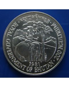 Bhutan 	 200 Ngultrums	1981	 Internat. Year of the disabled, Elephant carrying animals -silver 