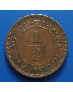 Straits Settlements  ½ Cent 1872h km# 8 