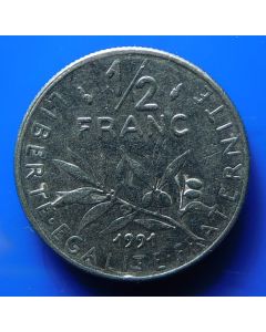 France  ½ Franc1991 km# 931.1 Schön# 66
