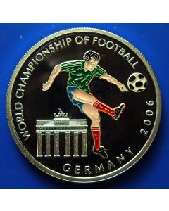 Somalia 	 100 Shillings	2001	 - Player and Brandenburg Gate - Silver / Proof