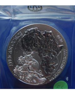 Rwanda 	 50 Francs	2020	 Galago  (Adult and young galago on a branch)