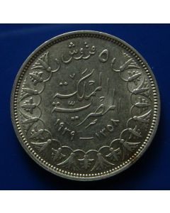 Egypt  5 Piastres1939km# 366    Schön# 71