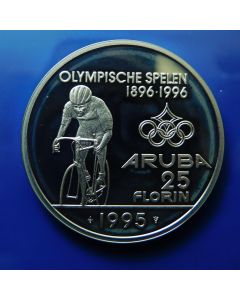 Aruba  25 Florin 1995    - Cyclist - Proof - Silver