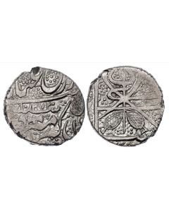 Afghanistan - Dost Muhammad	 Rupee	 AH1273	 18457AD	One leaf in field in 2 o'clock margin, Two leaves facing each other at bottom, Dost Muhammad 