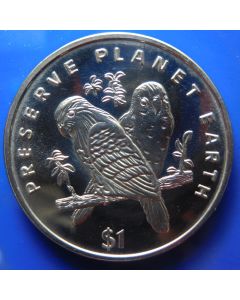 Liberia 	 Dollar	1996	 Love Birds 