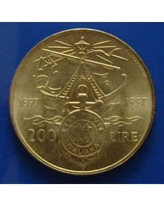 Italy km# 186 200 Lire1997