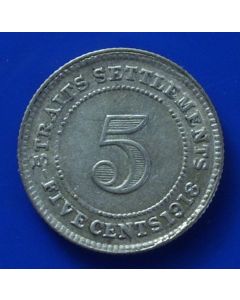 Straits Settlements  5 Cents1918 km# 31 