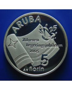 Aruba 	 5 Florin	2005	 25th Anniversary of the Inauguration of queen Beatrix – Silver