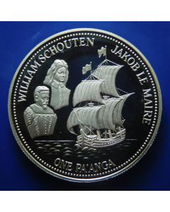 Tonga  Pa'anga 1991	 William Schouten and Jakob LeMaire - Silver / Proof