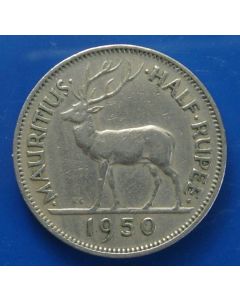 Mauritius  ½ Rupee1950km# 28 