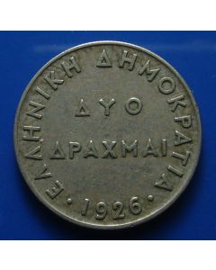 Greece  2 Drachmai1926 km# 70