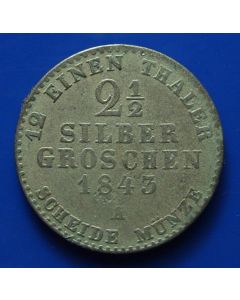 German States  Preussen 2½ Silber Groschen 1843A km# 444