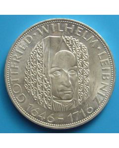 Germany-Federal Republic 	 5 Mark	1966	 250th Ann. Death of Gottfried Wilhelm Liebniz – Silver