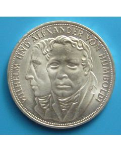 Germany-Federal Republic 	 5 Mark	1967	 Wilhelm and Alexander von Humboldt – Silver