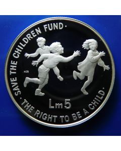 Malta 	 5 Liri	1991	 Save the Children - Silver / Proof